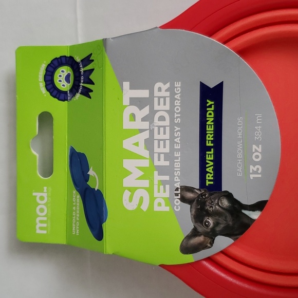 Mod Smart Pet Feeder Collapsible Travel - Opens to 2 Dog Bowls 13oz Each - Picture 2 of 9
